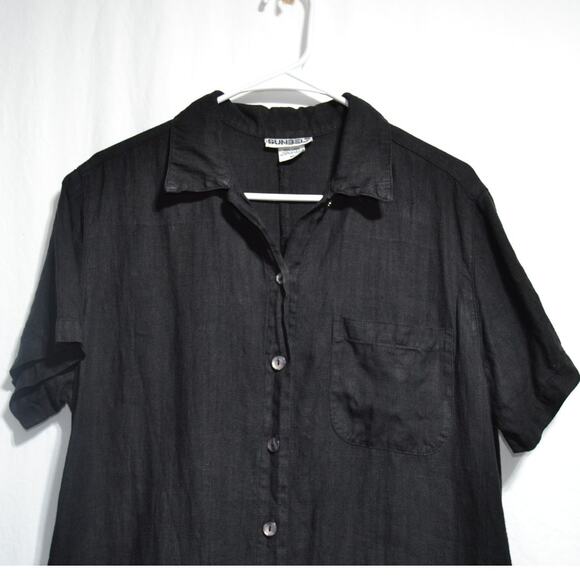 Sunbelt 100% Linen Black Button Down Maxi Shirt Dress Medium (Runs Very Large) - Picture 5 of 10